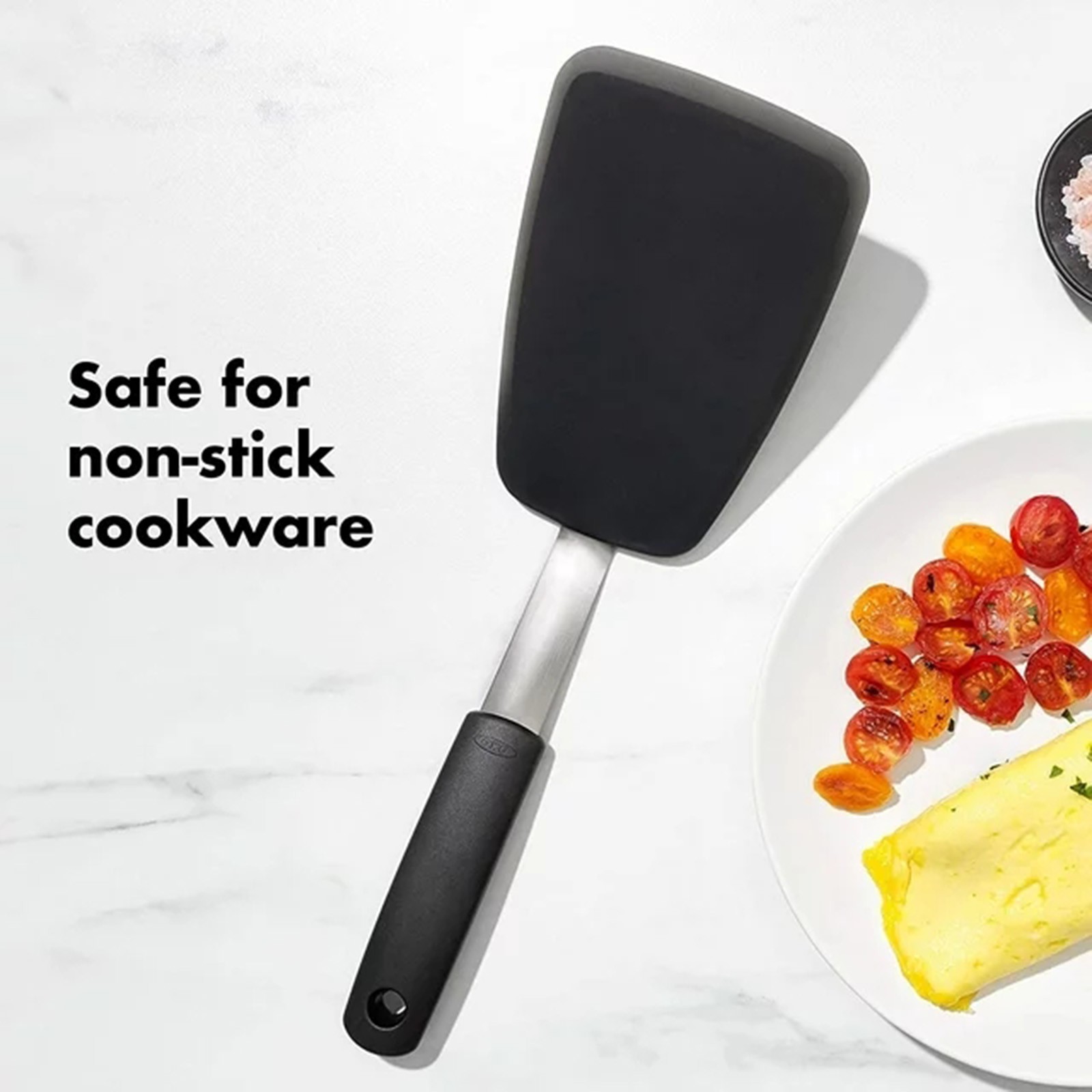 1PC Medium Sized Shovel+1PC Large Sized Shovel Black Silicone Spatula 4 Piece Set High Temperature Household Kitchen Steak Frying Spatula Cooking Stir Fry Vegetable Spatula Fish Spatula Black